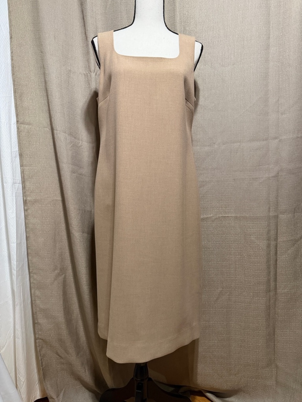 Banana Republic Sleeveless Square-Neck Midi Dress in Beige